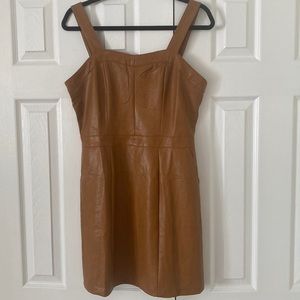 Skies Are Blue Faux Leather Dress Caramel size medium